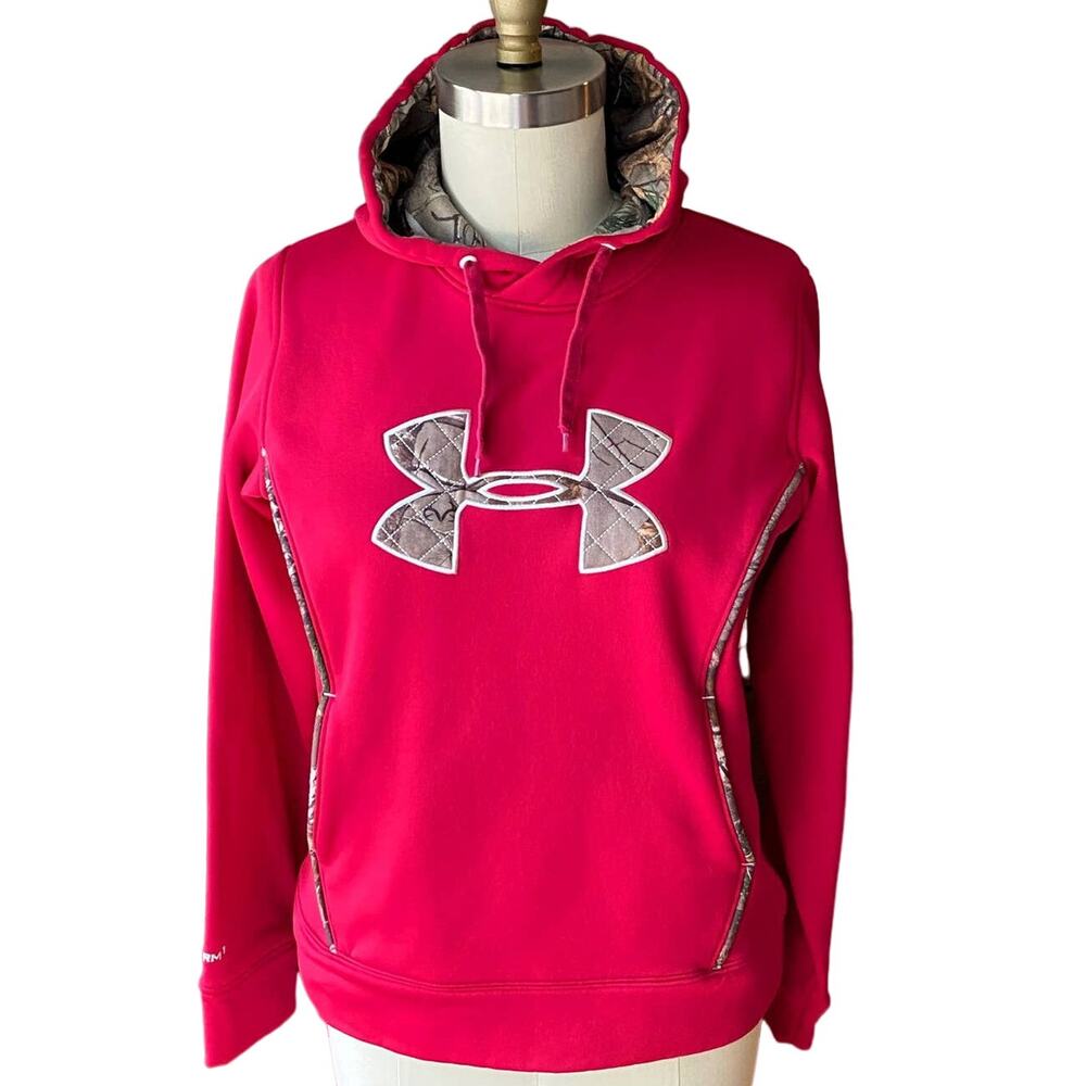 UNDER ARMOUR Hot Pink Camo Hoodie Waterproof Storm Caliber Sweatshirt ~ XS